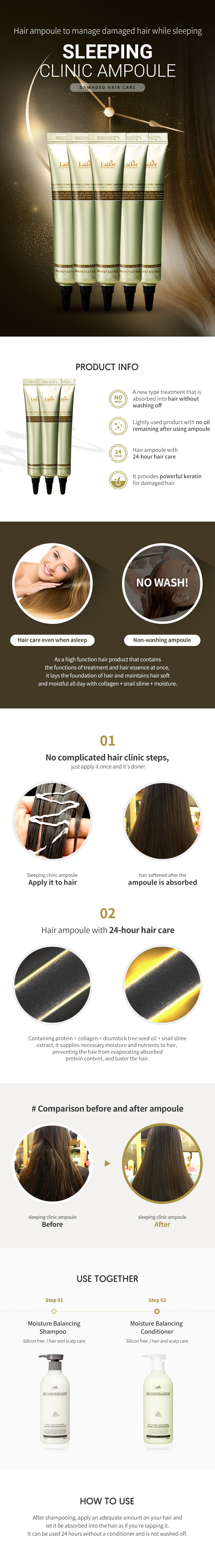 Lador - Snail Sleeping Hair Ampoule - 20ml x 20ea | Beauty Amora ...
