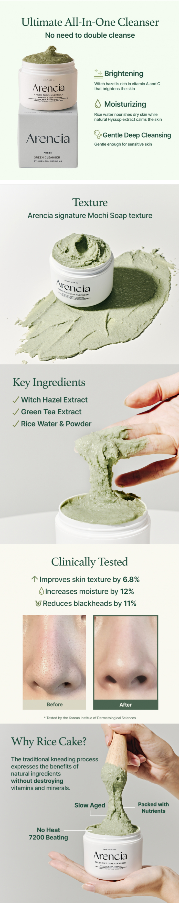 Fresh Green Rice Mochi Cleanser - 120 G