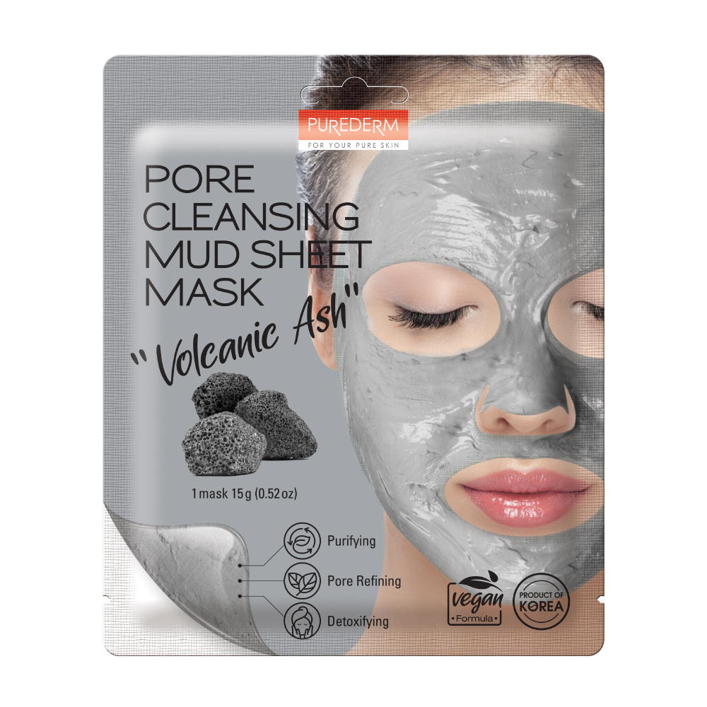 PUREDERM - Pore Cleansing Mud Sheet Mask - Volcanic Ash - 1pc