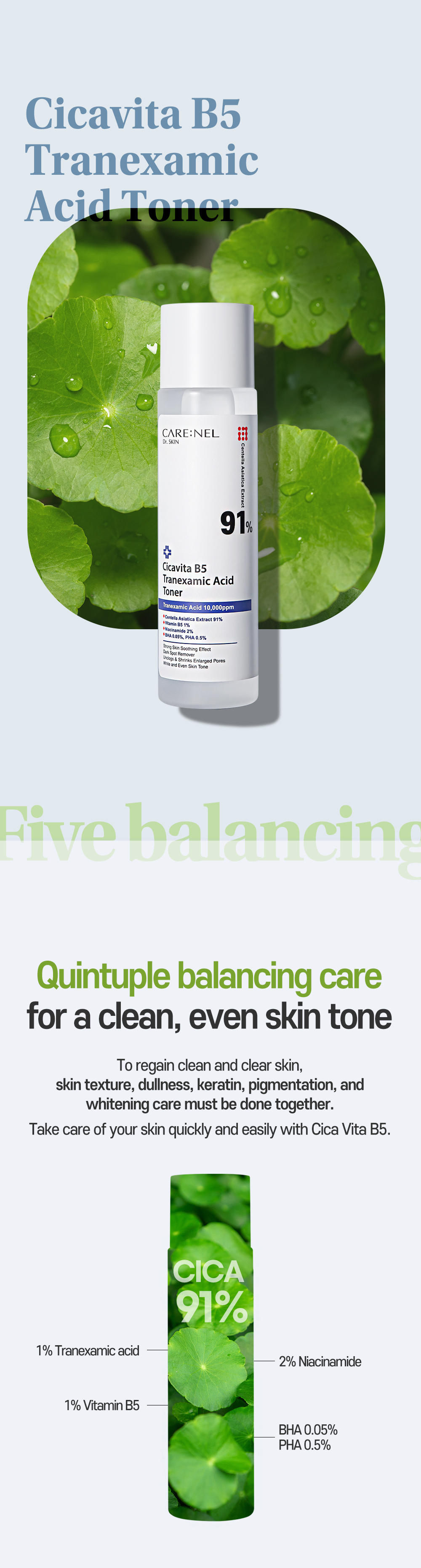 CARENEL Cicavita B5 Tranexamic Acid Toner 155ml 155ml Beauty