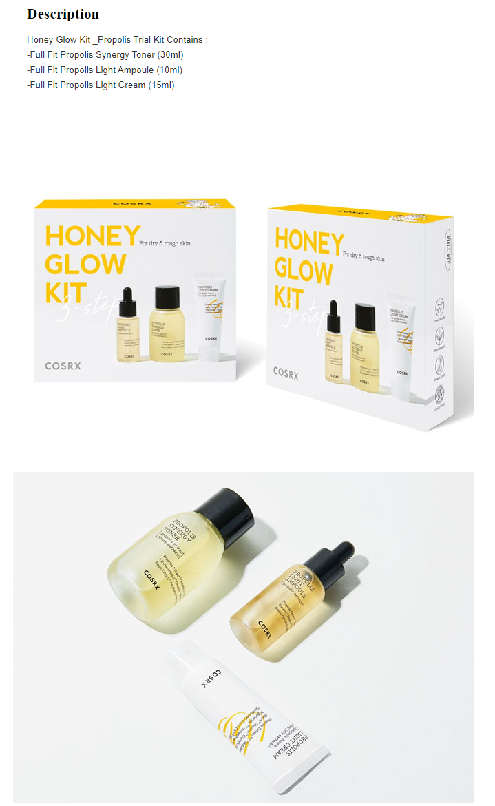 COSRX - Honey Glow Kit - Propolis Trial Kit - 3items | Beauty Amora ...